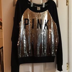 VS Pink Black silver ombré sequin sweater